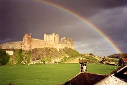 View of Bamburgh Castle from 10 The Wynding Self-catering Cottage, Bamburgh, Northumberland, UK